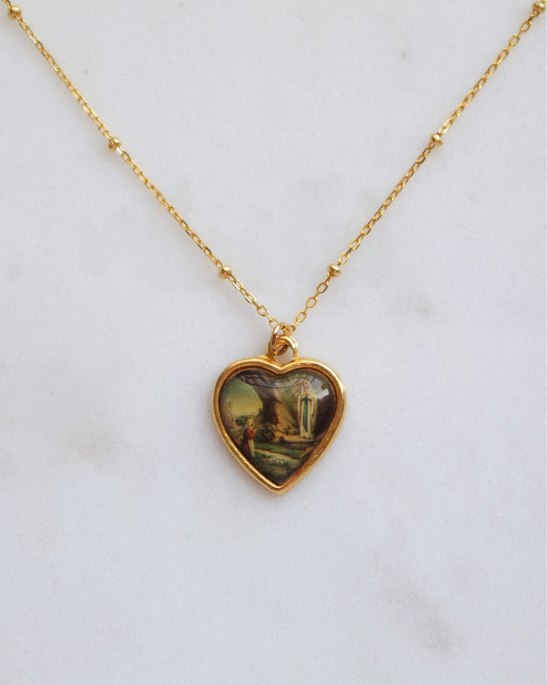 Lourdes Apparition Heart Vintage