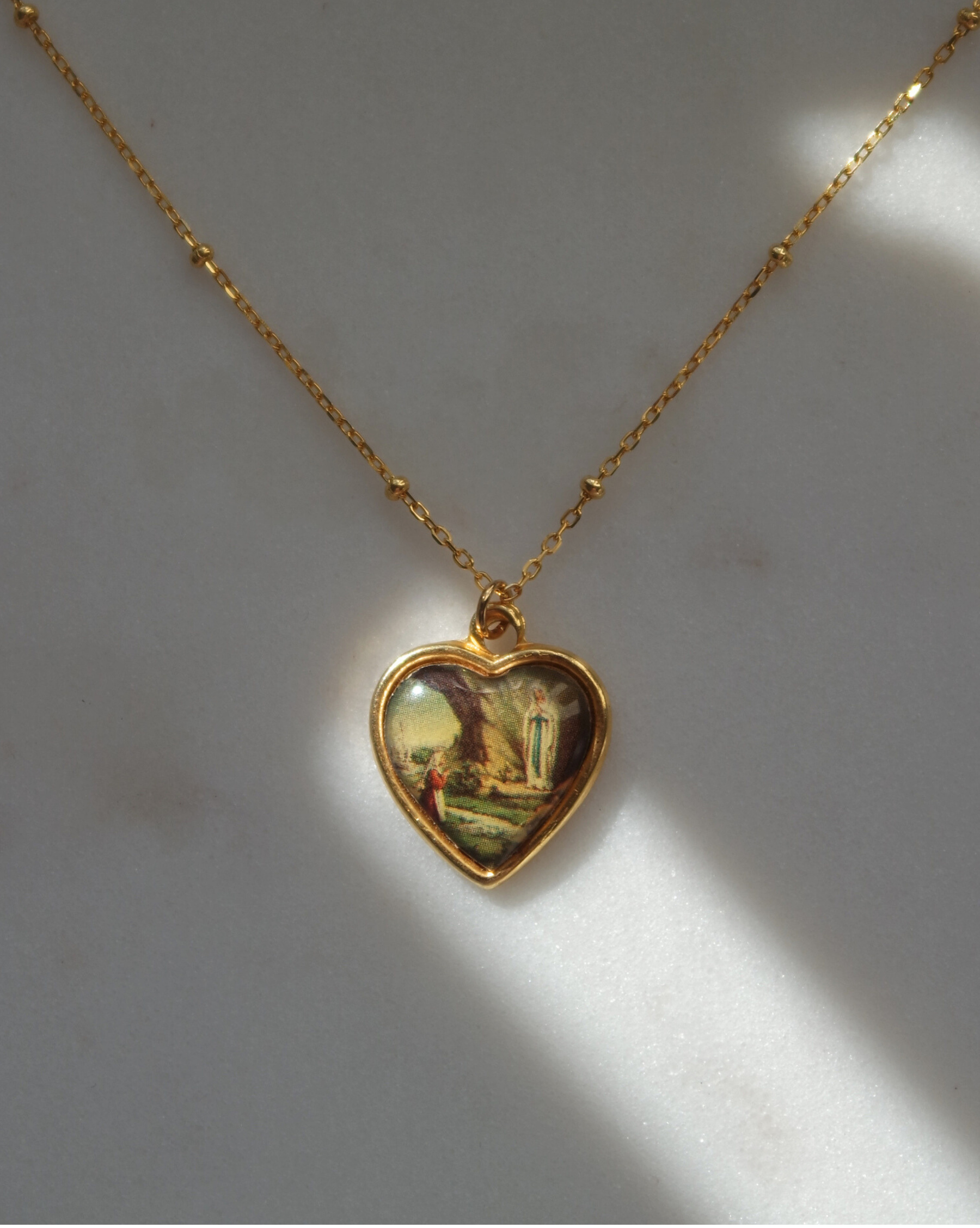 Lourdes Apparition Heart Vintage